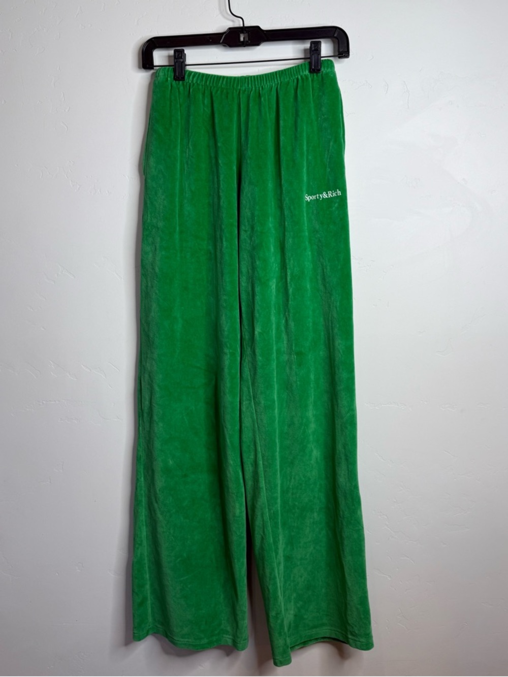 Sporty & Rich Green Velour Wide Leg Lounge Pants Size S